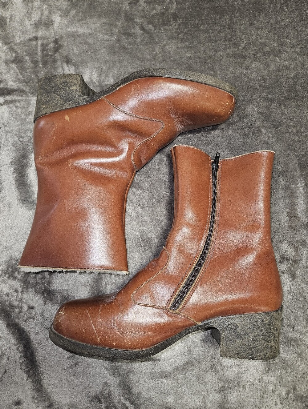 Drapers Womens Brown Sheepskin Leather Side Zip Ankle Boots England Winter 8.5